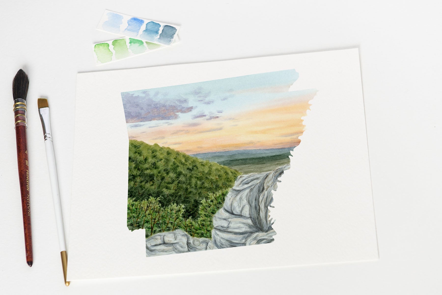 Arkansas Watercolor Print, Hot Springs National Park Painting, Arkansas State Art, Arkansas Painting Emilie Taylor Art
