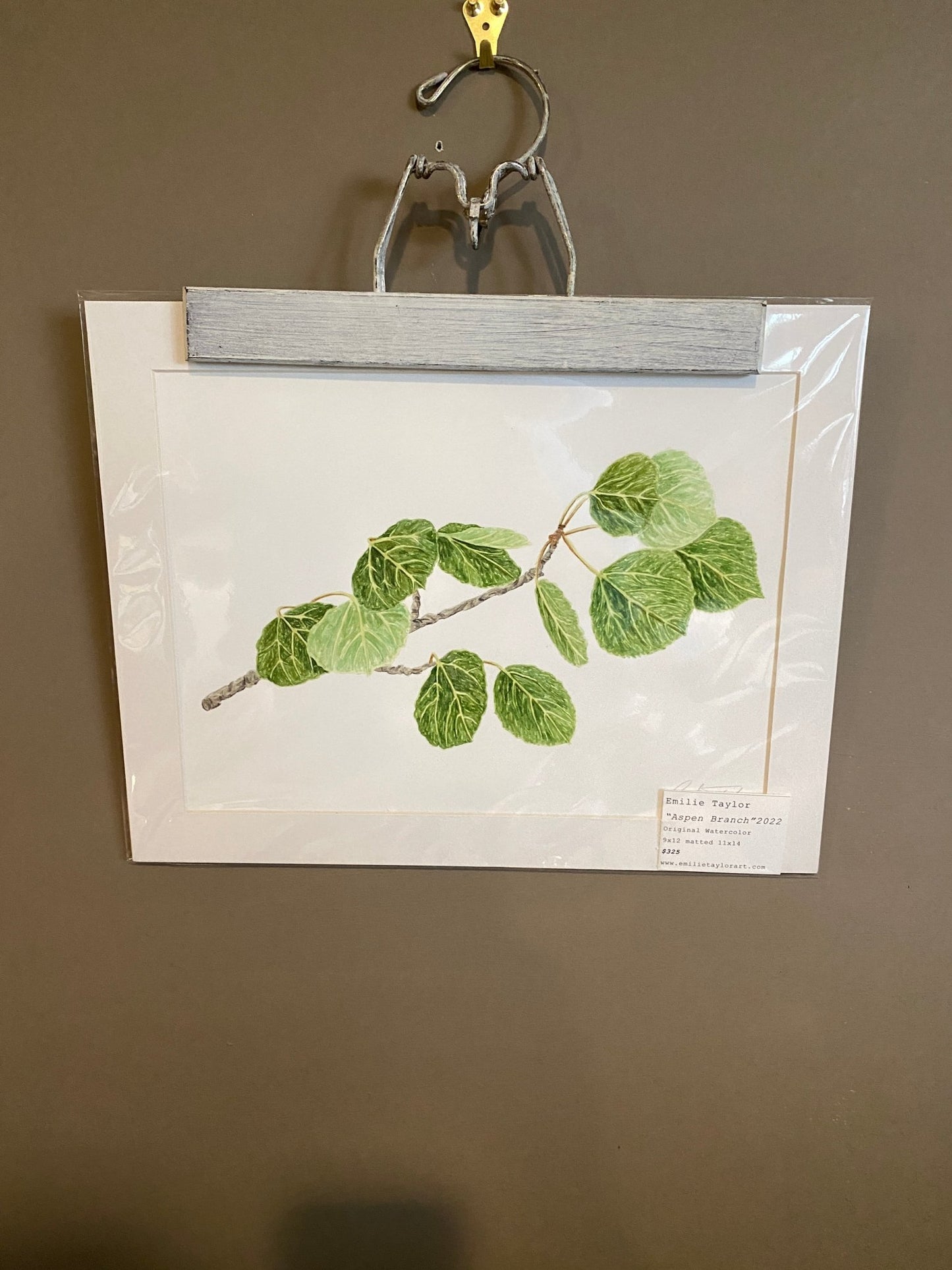 Aspen Branch Original Painting Mated to size 11x14 Emilie Taylor Art