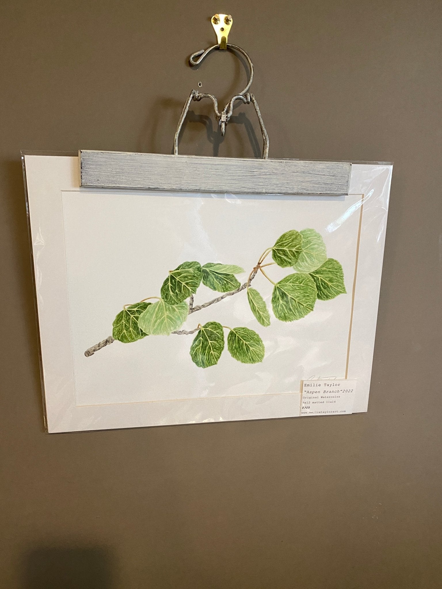 Aspen Branch Original Painting Mated to size 11x14 Emilie Taylor Art