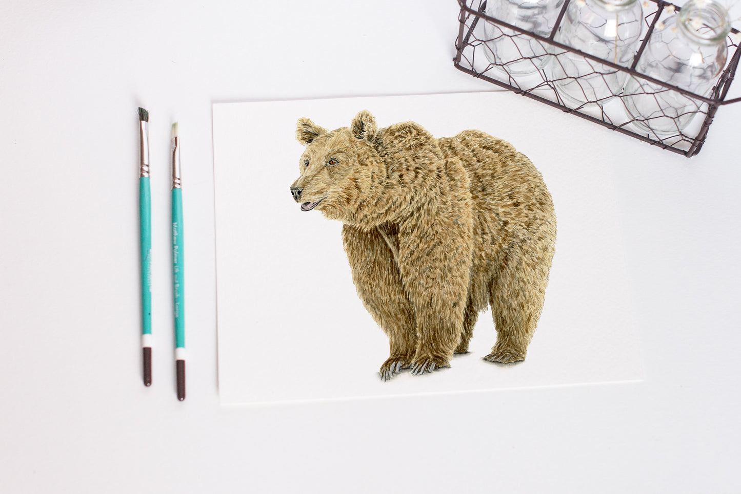 Grizzly Bear Print | Watercolor Brown Bear Painting