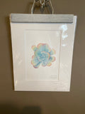 Blue Sky Succulent Original Painting Mated to size 11x14 Emilie Taylor Art
