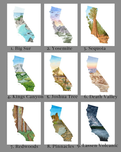 California Lassen Volcanic National Park Watercolor Print, California Lassen Volcanic Souvenir Emilie Taylor Art