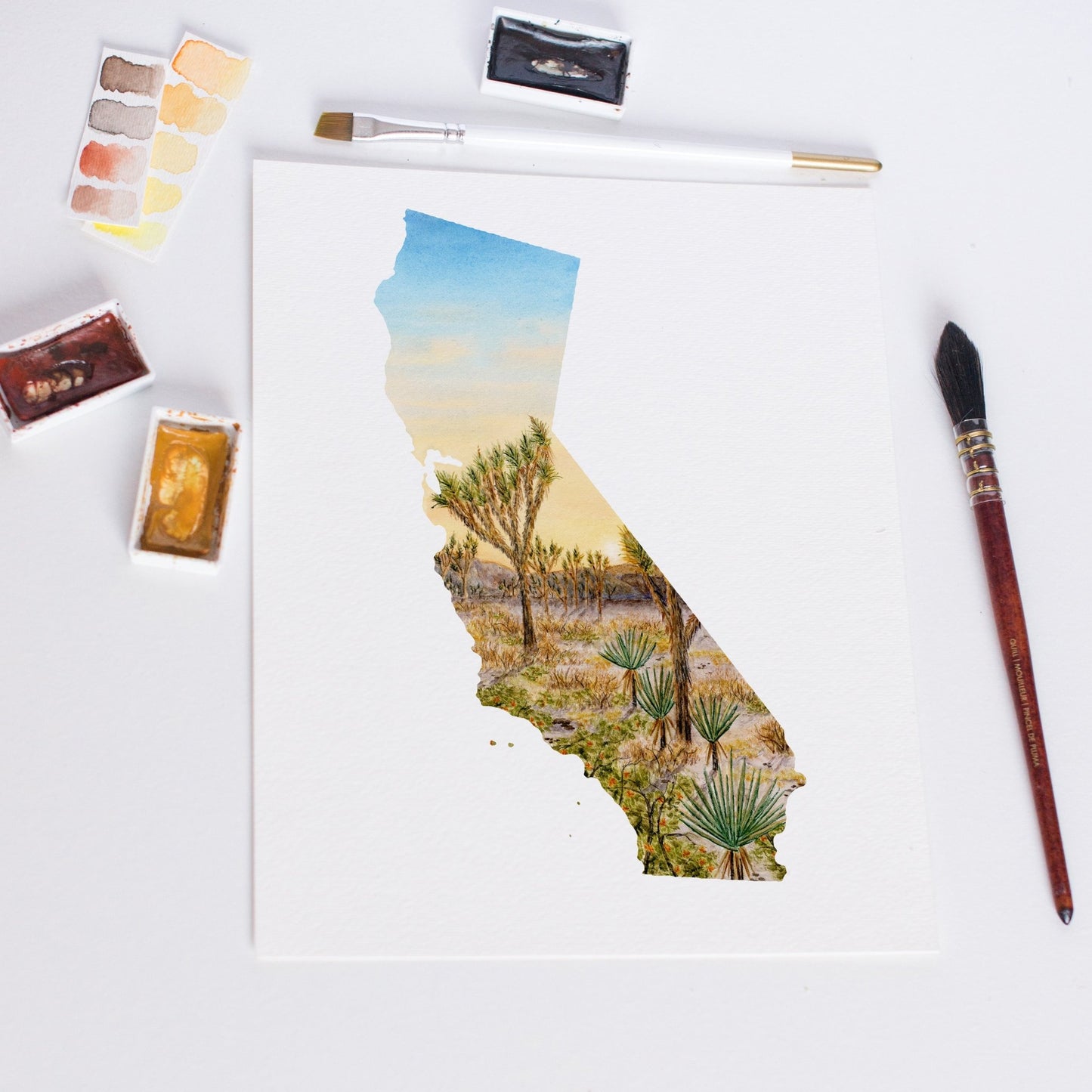 California Lassen Volcanic National Park Watercolor Print, California Lassen Volcanic Souvenir Emilie Taylor Art