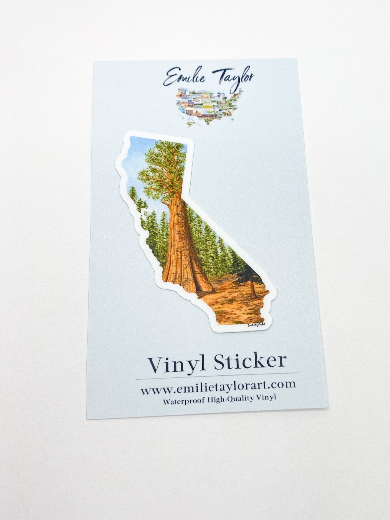 California Sticker, Sequoia National Park Sticker, Watercolor California Sticker, CA Car Decal Emilie Taylor Art