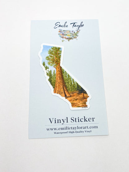 California Sticker, Sequoia National Park Sticker, Watercolor California Sticker, CA Car Decal Emilie Taylor Art