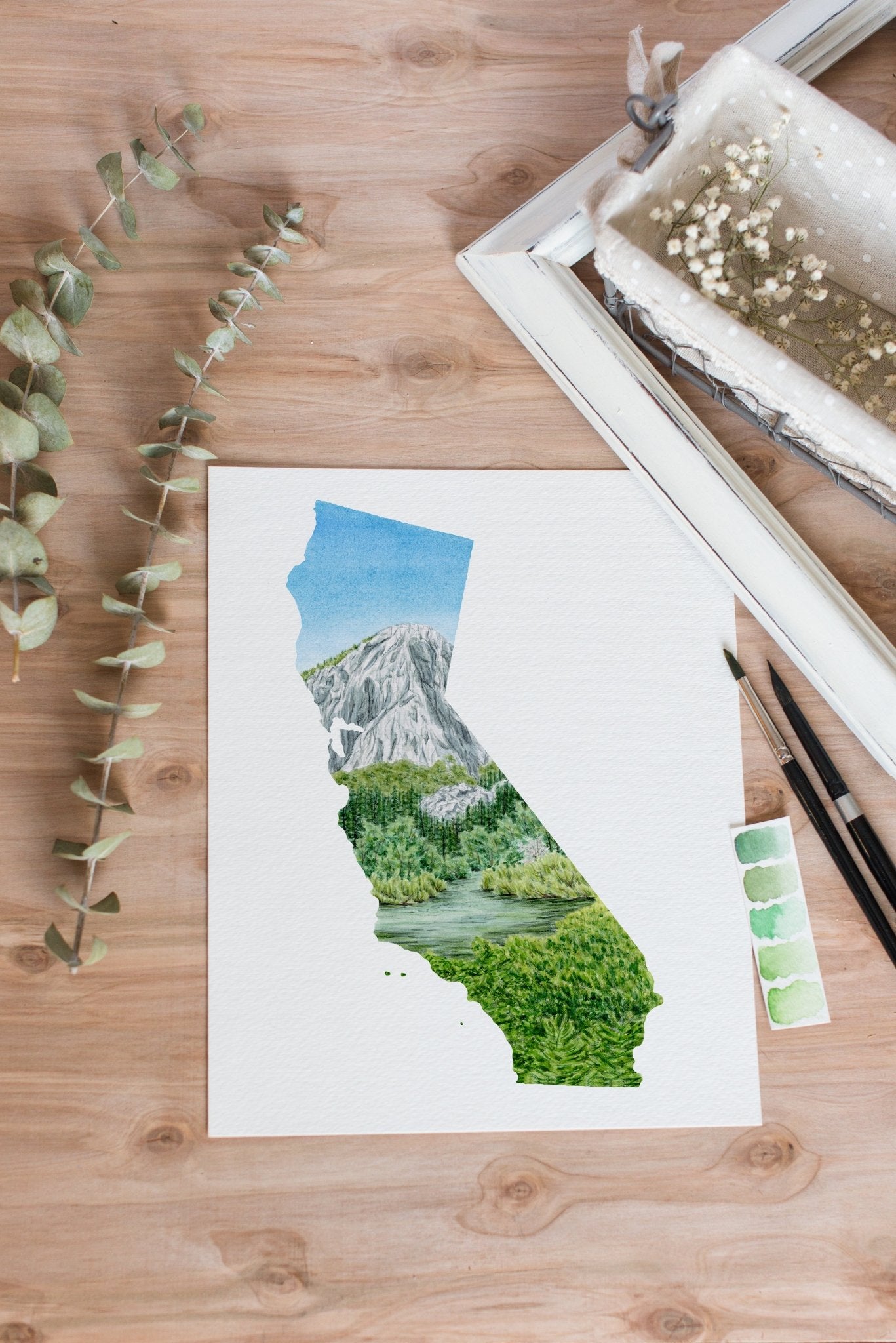 California Watercolor Print, Kings Canyon National Park Art, National Park of California Emilie Taylor Art