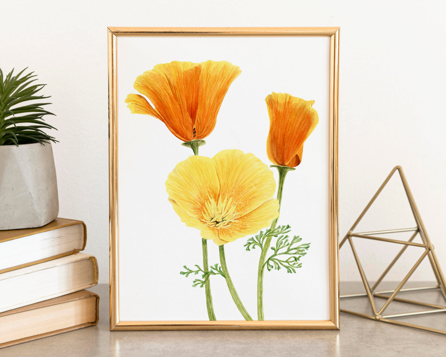 Golden Poppies Print, Watercolor Poppy Painting, California State Flower