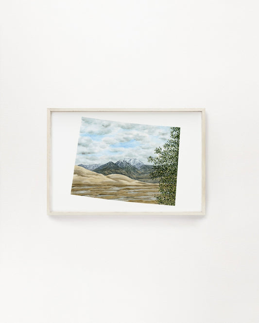 Colorado Great Sand Dunes National Park, Colorado Watercolor Painting, Great Sand Dunes Souvenir Emilie Taylor Art