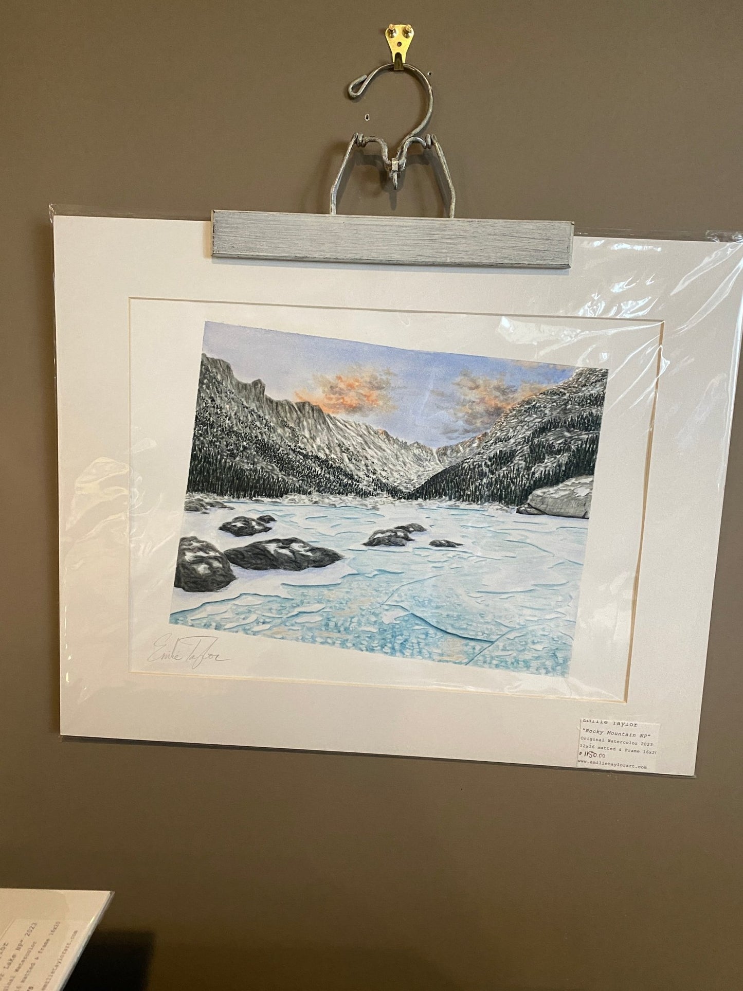 Colorado Rocky Mountain Lake National Park Original Painting Mated to size 16x20 Emilie Taylor Art