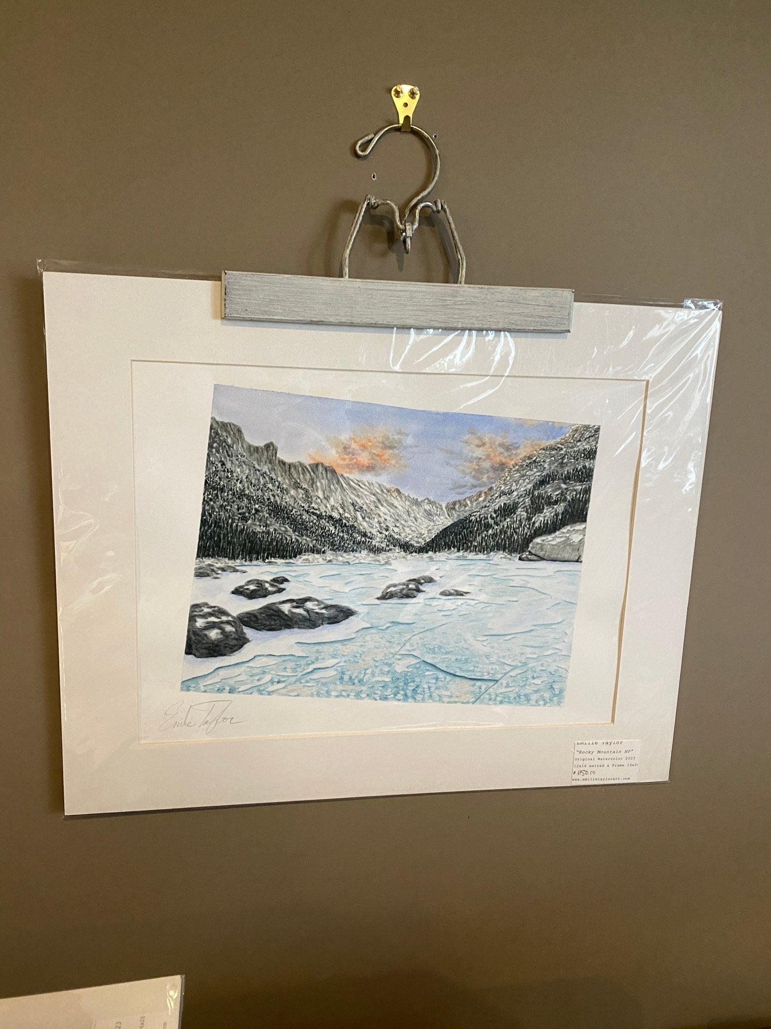 Colorado Rocky Mountain Lake National Park Original Painting Mated to size 16x20 Emilie Taylor Art