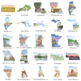 Custom Trail State to State Print, Custom State Art, Moving State Gift, States with Heart Trail Emilie Taylor Art