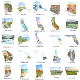 Custom Trail State to State Print, Custom State Art, Moving State Gift, States with Heart Trail Emilie Taylor Art