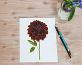 Dahlia Print, Watercolor Dahlia Black Velvet Painting, Black Dahlia Art Emilie Taylor Art