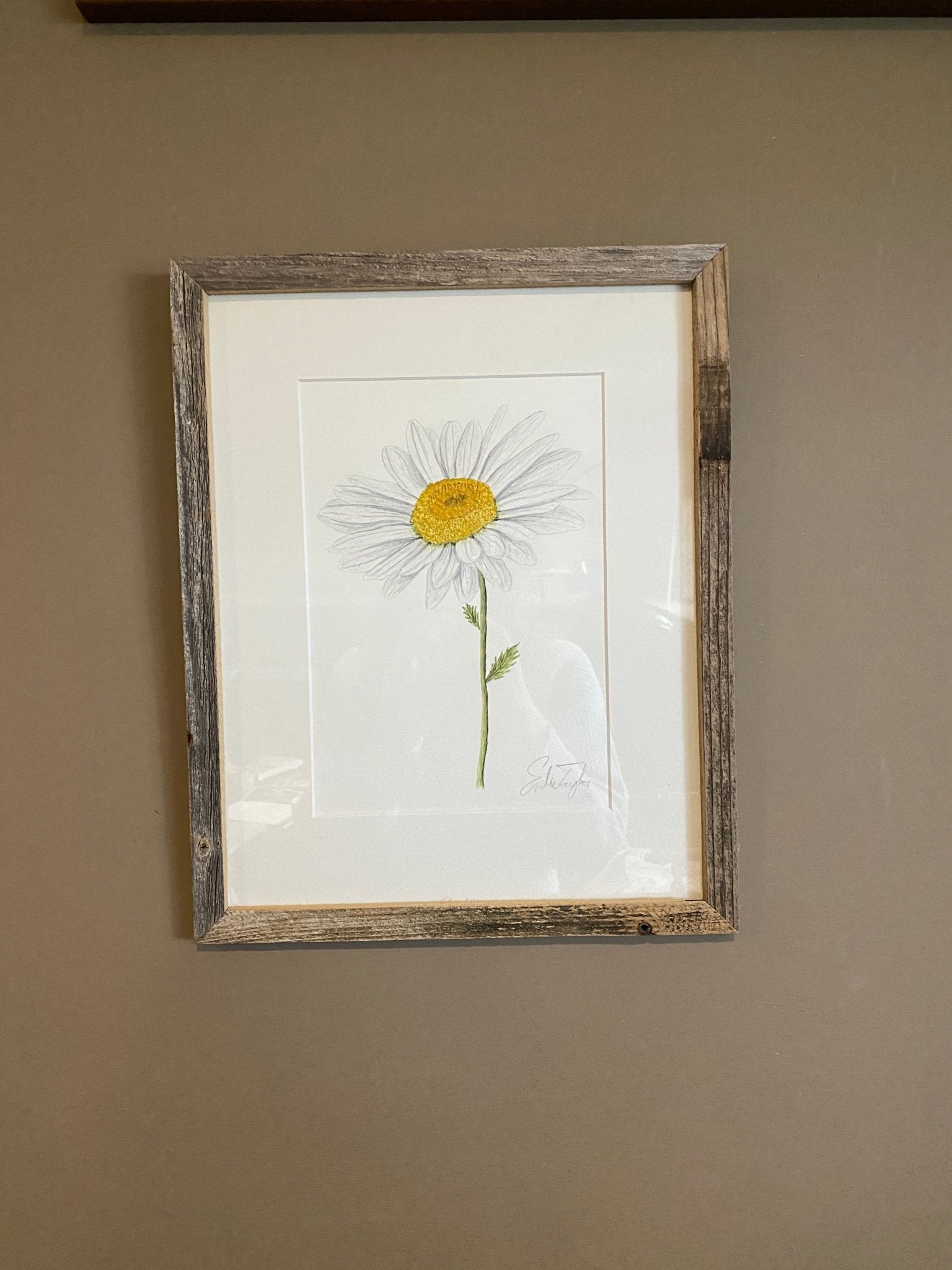 Daisy Original Painting Mated and framed to size 11x14 Emilie Taylor Art