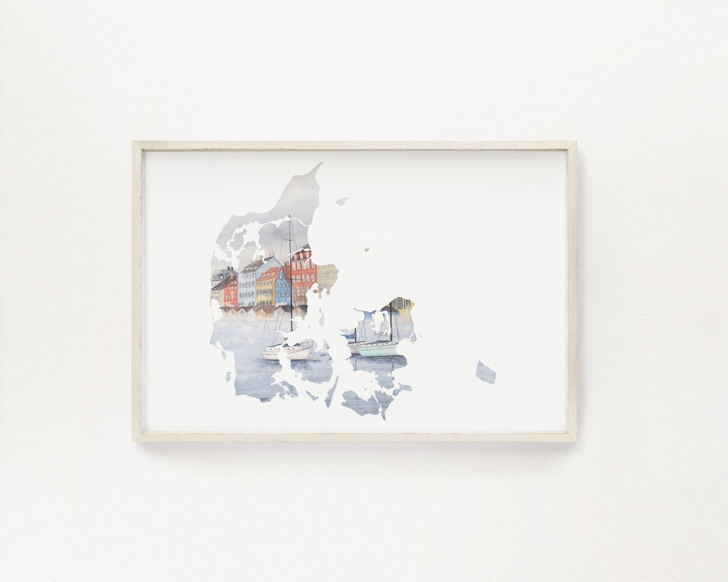 Denmark Watercolor Print, Denmark Art, Copenhagen Painting, Nyhavn Demark Emilie Taylor Art