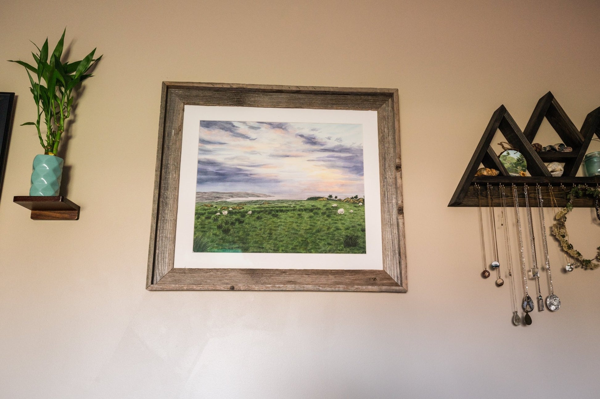Far Green Country Original Painting Framed to size 20x24 Emilie Taylor Art