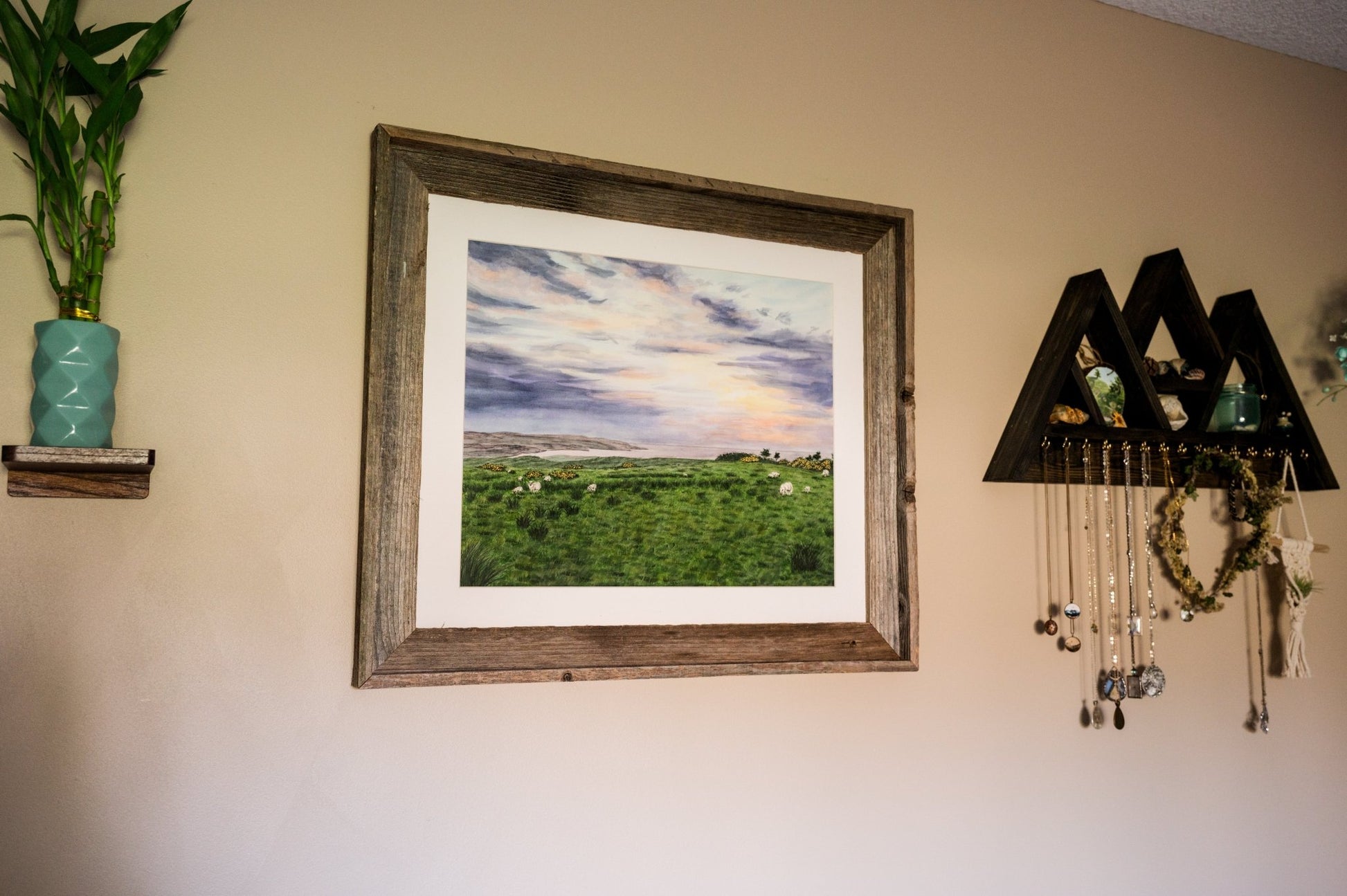 Far Green Country Original Painting Framed to size 20x24 Emilie Taylor Art