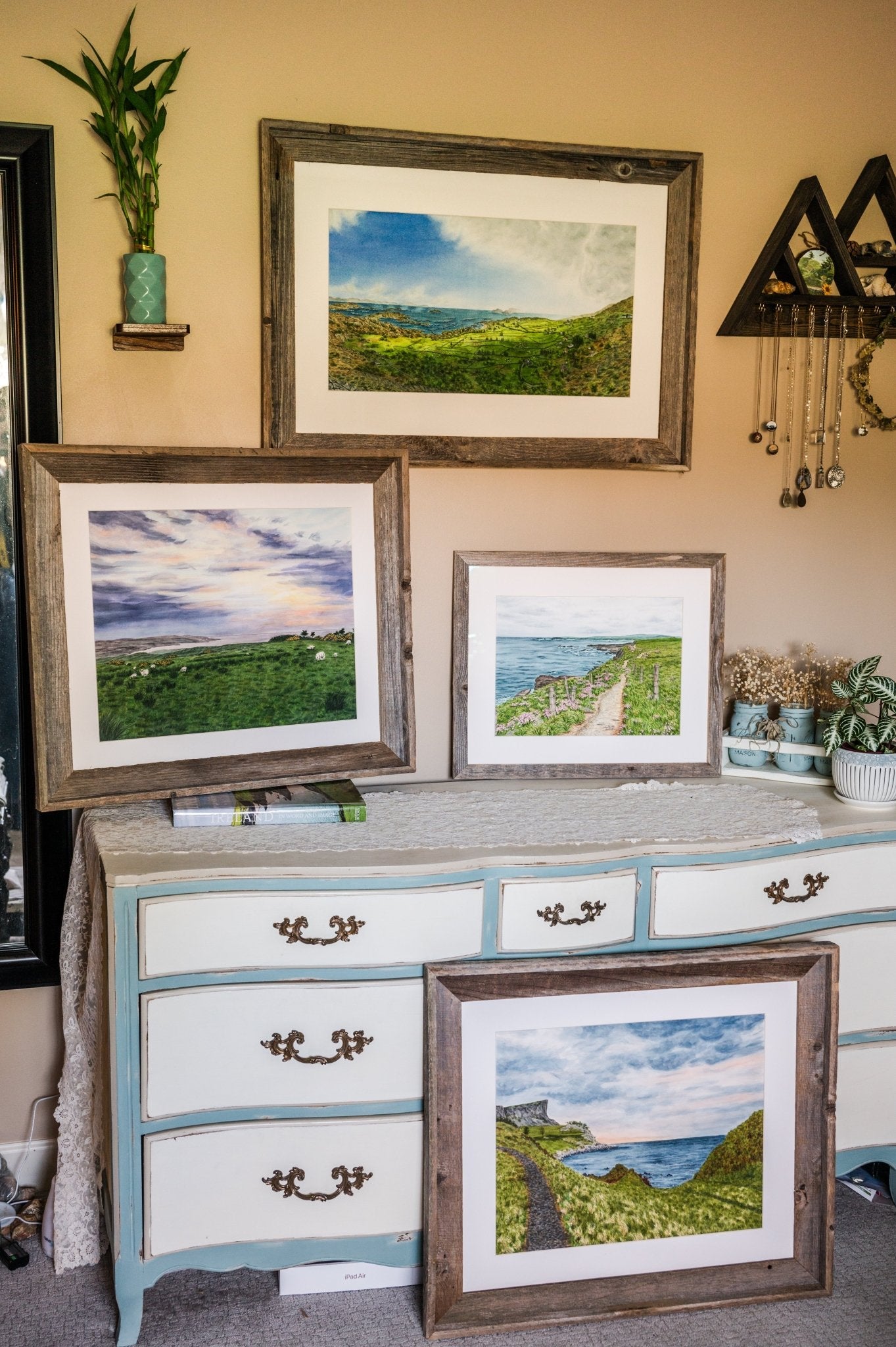 Far Green Country Original Painting Framed to size 20x24 Emilie Taylor Art