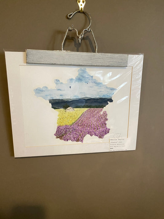 France Original Painting Mated to size 11x14 Emilie Taylor Art