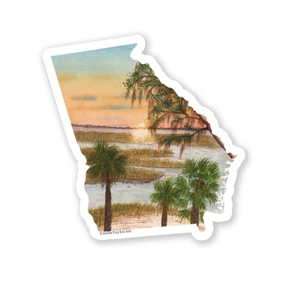 Georgia Decal, Watercolor Georgia Sticker, GA Car Decal, State Decal, State Sticker, Thermos Decal, Waterproof Georgia Decal, GA Decal Emilie Taylor Art