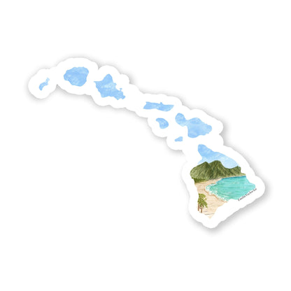 Hawaii Decal, Watercolor Hawaii Sticker Emilie Taylor Art