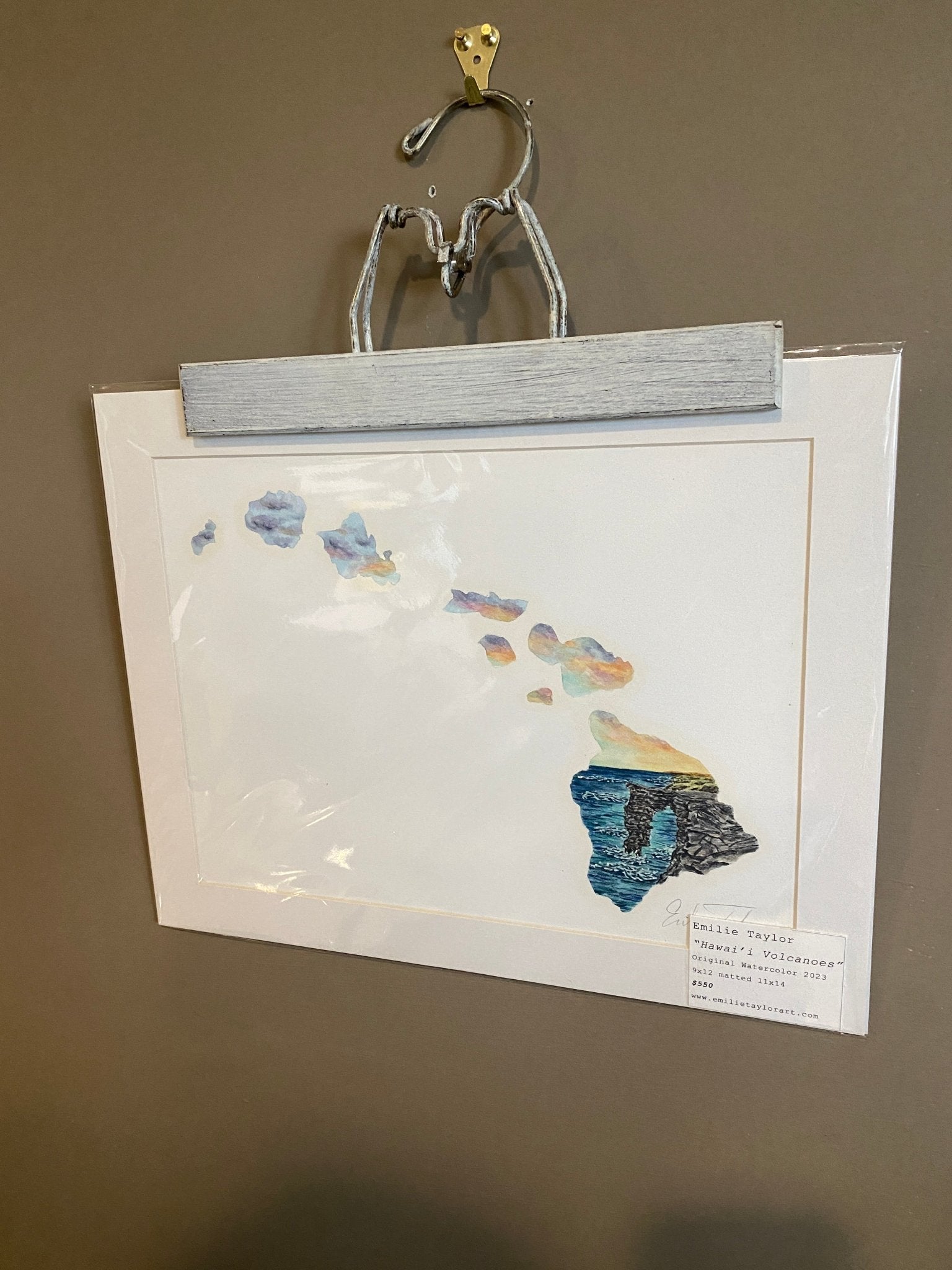 Hawaii, Hawaii Volcanoes NP Original Painting Mated to size 11x14 Emilie Taylor Art