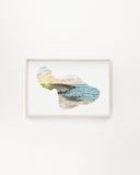 Hawaii MAUI shape print, Kipahulu coastline watercolor, Haleakalā National Park souvenir Emilie Taylor Art
