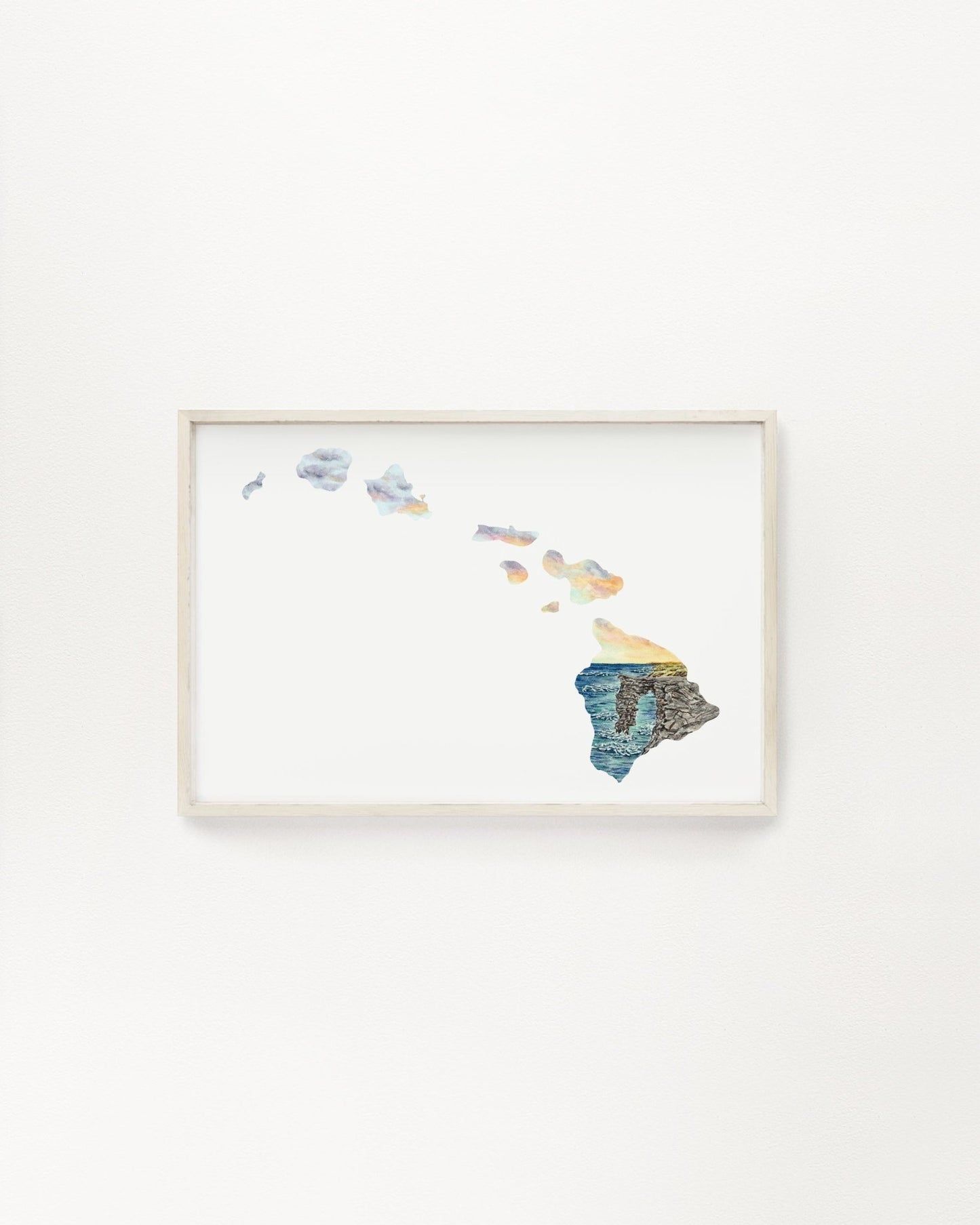 Hawaii Watercolor Painting, Hawaii State Art, Home State Print, Hawaii Souvenir, Hawaii Map Art Emilie Taylor Art