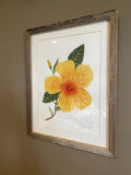 Hibiscus Original Painting Mated and framed to size 11x14 Emilie Taylor Art