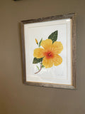 Hibiscus Original Painting Mated and framed to size 11x14 Emilie Taylor Art