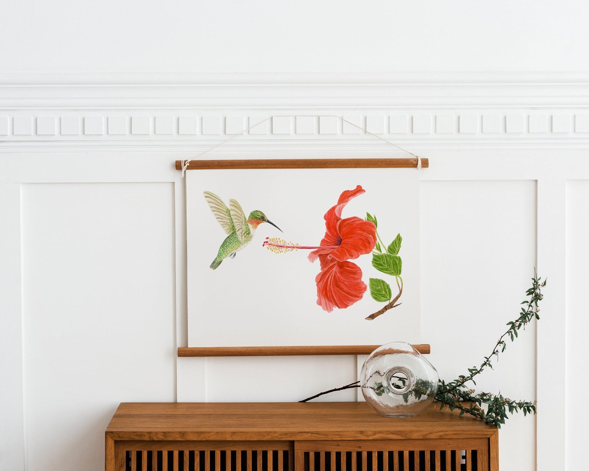 Humming Bird & Hibiscus Print | Watercolor Humming Bird Painting Emilie Taylor Art