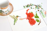 Humming Bird & Hibiscus Print | Watercolor Humming Bird Painting Emilie Taylor Art