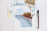 Wisconsin Watercolor Print, Wisconsin State, State Art, Wisconsin wall art, Door County in the Fall - Emilie Taylor Art