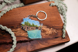 Wisconsin Apostle Islands National Shoreline Keychain, Wisconsin Keychain,  Wisconsin Art Souvenir