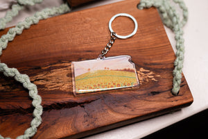 Kansas Keychain, Sunflower Keychain, Kansas Artwork, State keychain, State Souvenirs, Home State Keychains