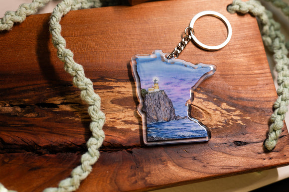 Minnesota Split Rock Lighthouse Keychain, Minnesota Keychain, Split Rock Artwork, MN Lighthouses