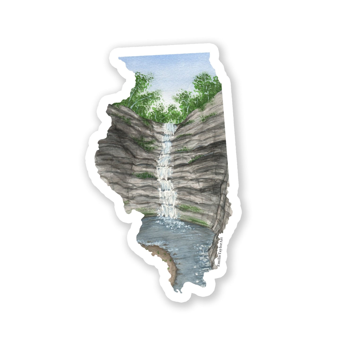 Illinois Decal, Watercolor Illinois Sticker, IL Car Decal, State Decal, State Sticker, IL Sticker Emilie Taylor Art