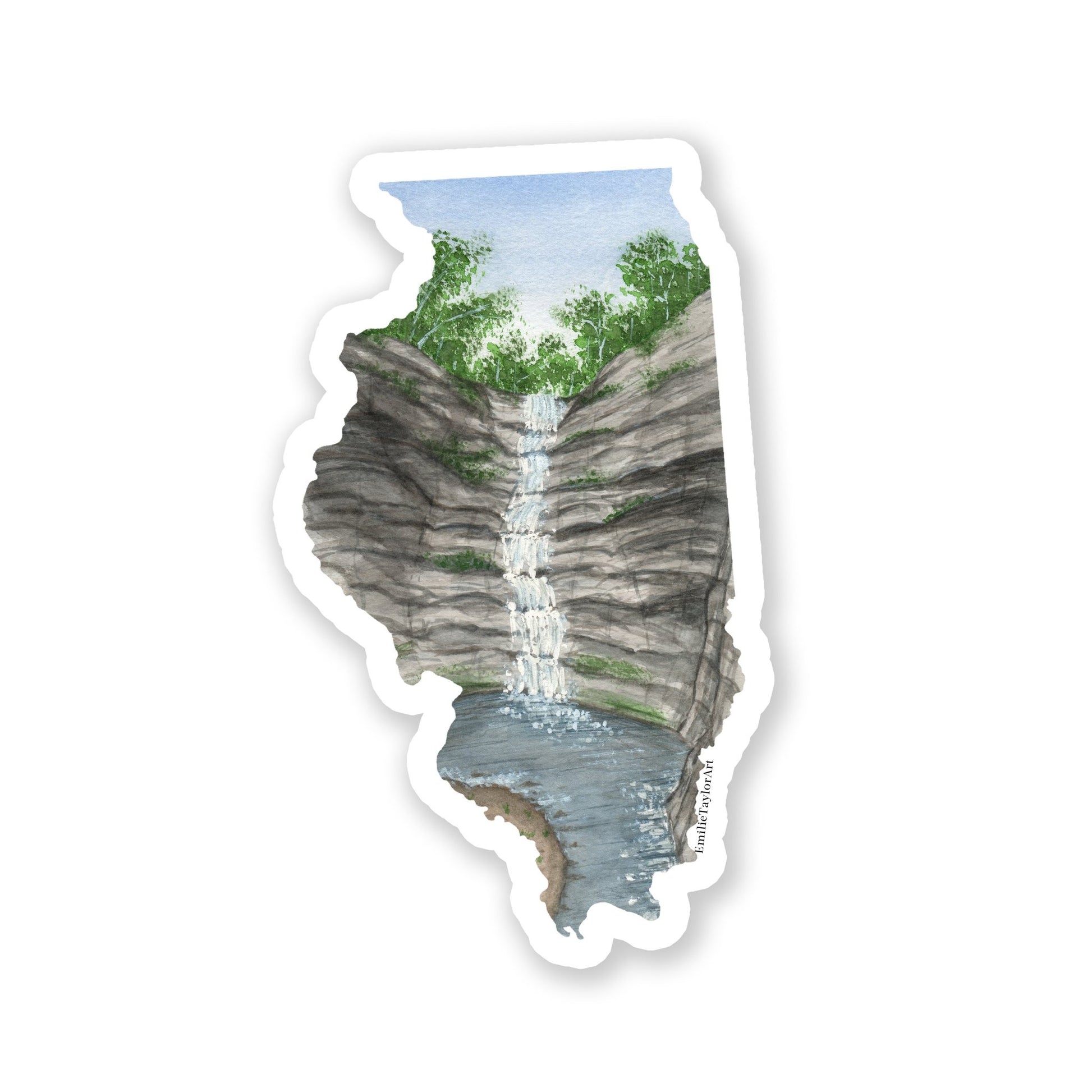 Illinois Decal, Watercolor Illinois Sticker, IL Car Decal, State Decal, State Sticker, IL Sticker Emilie Taylor Art