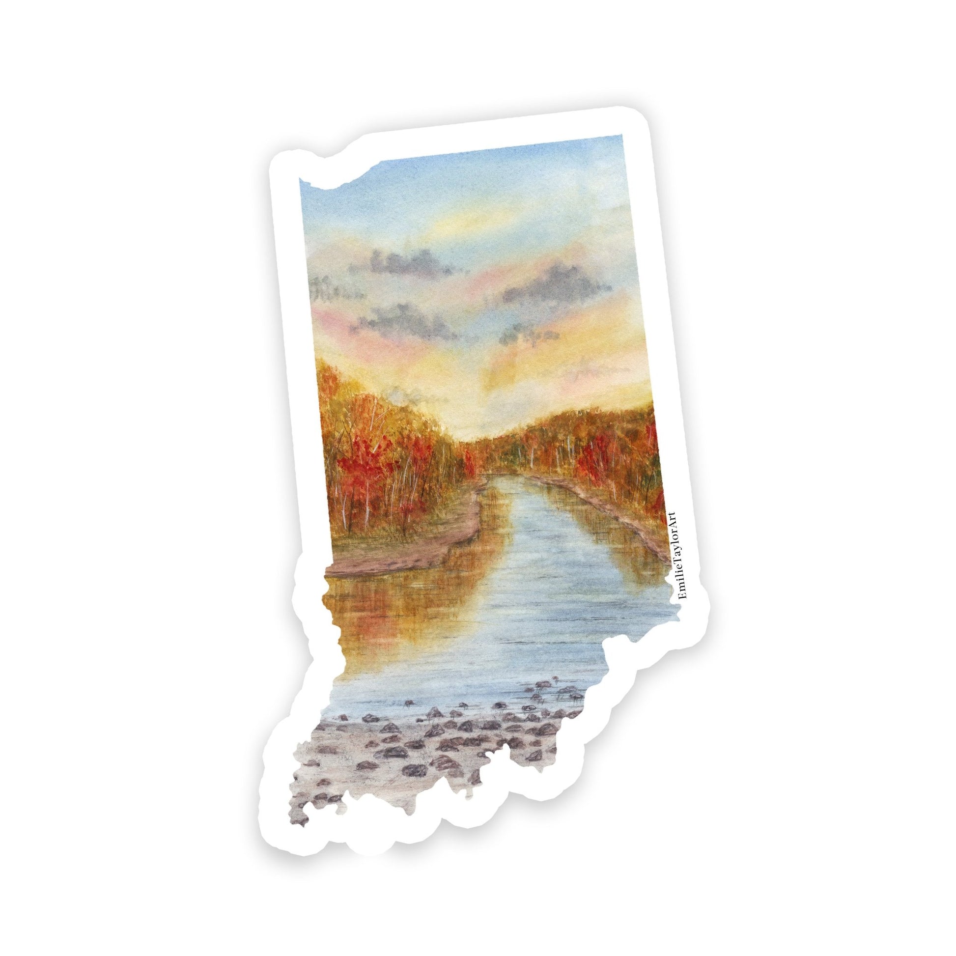 Indiana Decal, Watercolor Indiana Sticker, IN Car Decal, State Decal, State Sticker, IN Sticker Emilie Taylor Art