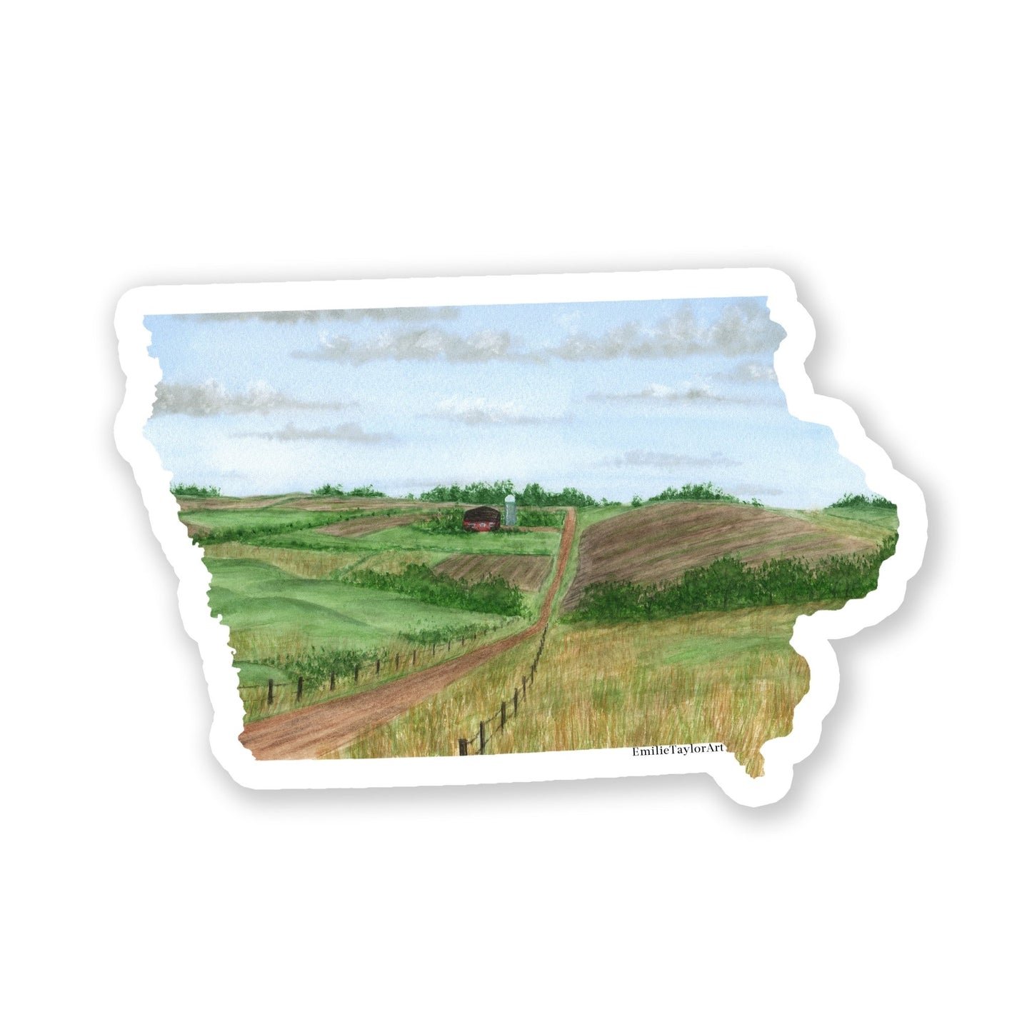 Iowa Decal, Watercolor Iowa Sticker, IA Car Decal, State Sticker, Waterproof IA Decal Emilie Taylor Art