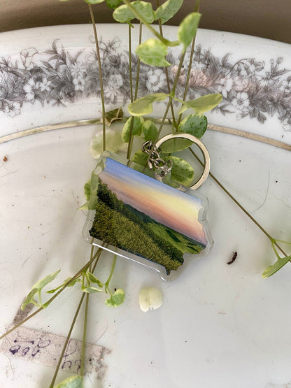 Iowa Loess Hills Keychain, Iowa Keychain, Sunsets of Iowa, Iowa State keychain Emilie Taylor Art