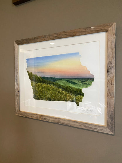 Iowa Loess Hills Original Painting Mated to size 11x14 Emilie Taylor Art