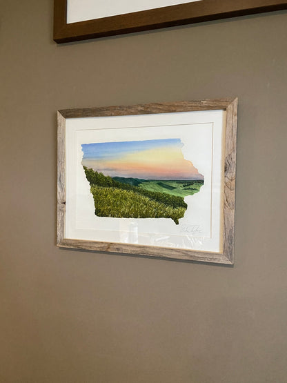Iowa Loess Hills Original Painting Mated to size 11x14 Emilie Taylor Art