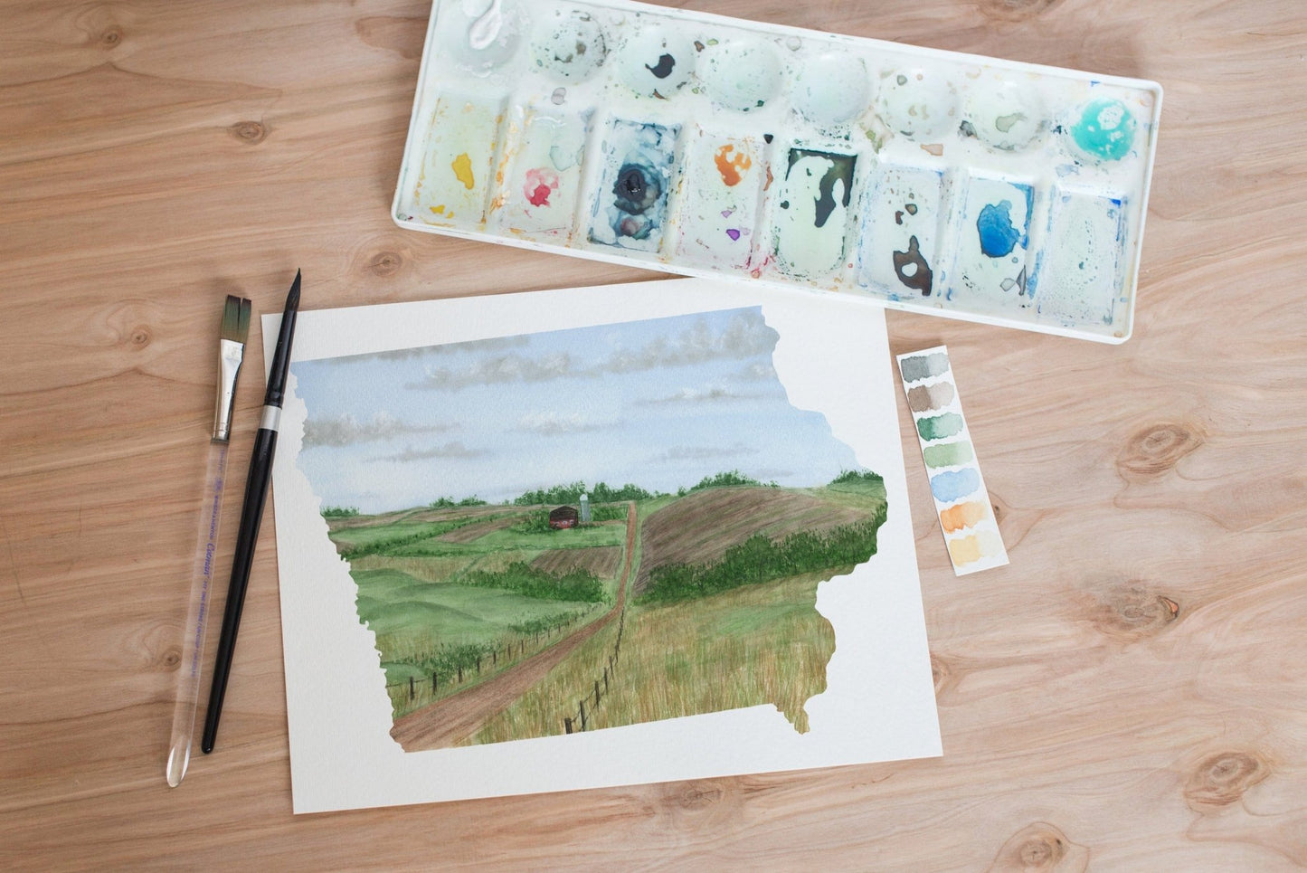 Iowa Loess Hills Watercolor Painting, Iowa State Art, Iowa Home State Print Emilie Taylor Art