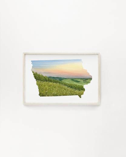Iowa Watercolor Painting, Iowa State Art, Iowa Home State Print, Iowa Gift, Iowa Art Emilie Taylor Art