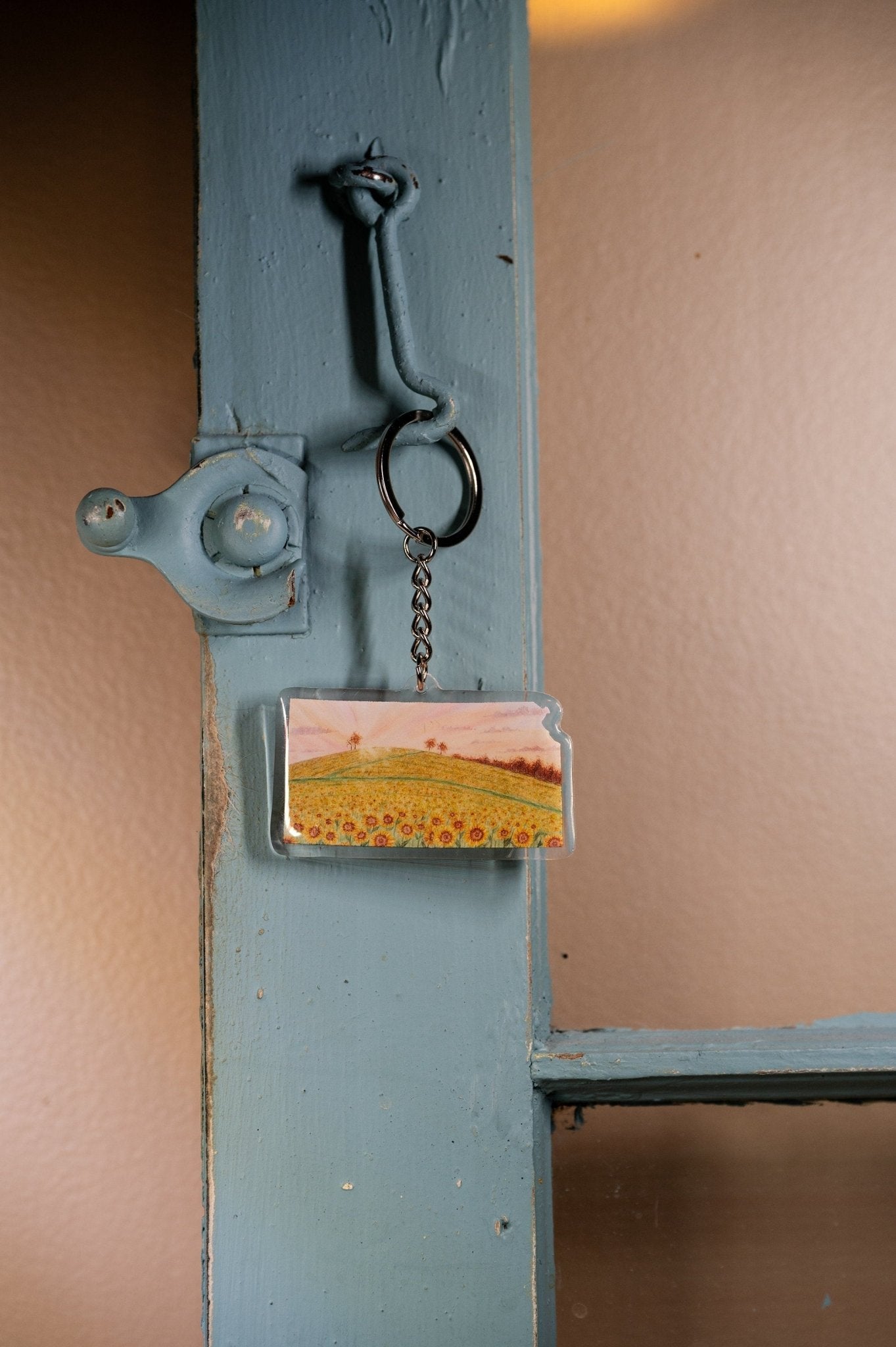 Kansas Keychain, Sunflower Keychain, Kansas Artwork, State keychain, State Souvenirs, Home State Keychains Emilie Taylor Art
