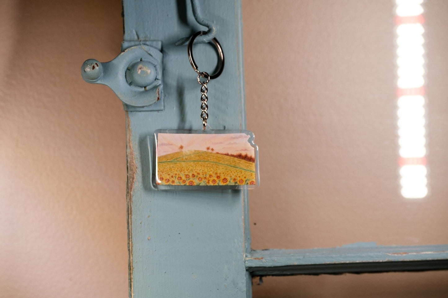 Kansas Keychain, Sunflower Keychain, Kansas Artwork, State keychain, State Souvenirs, Home State Keychains Emilie Taylor Art