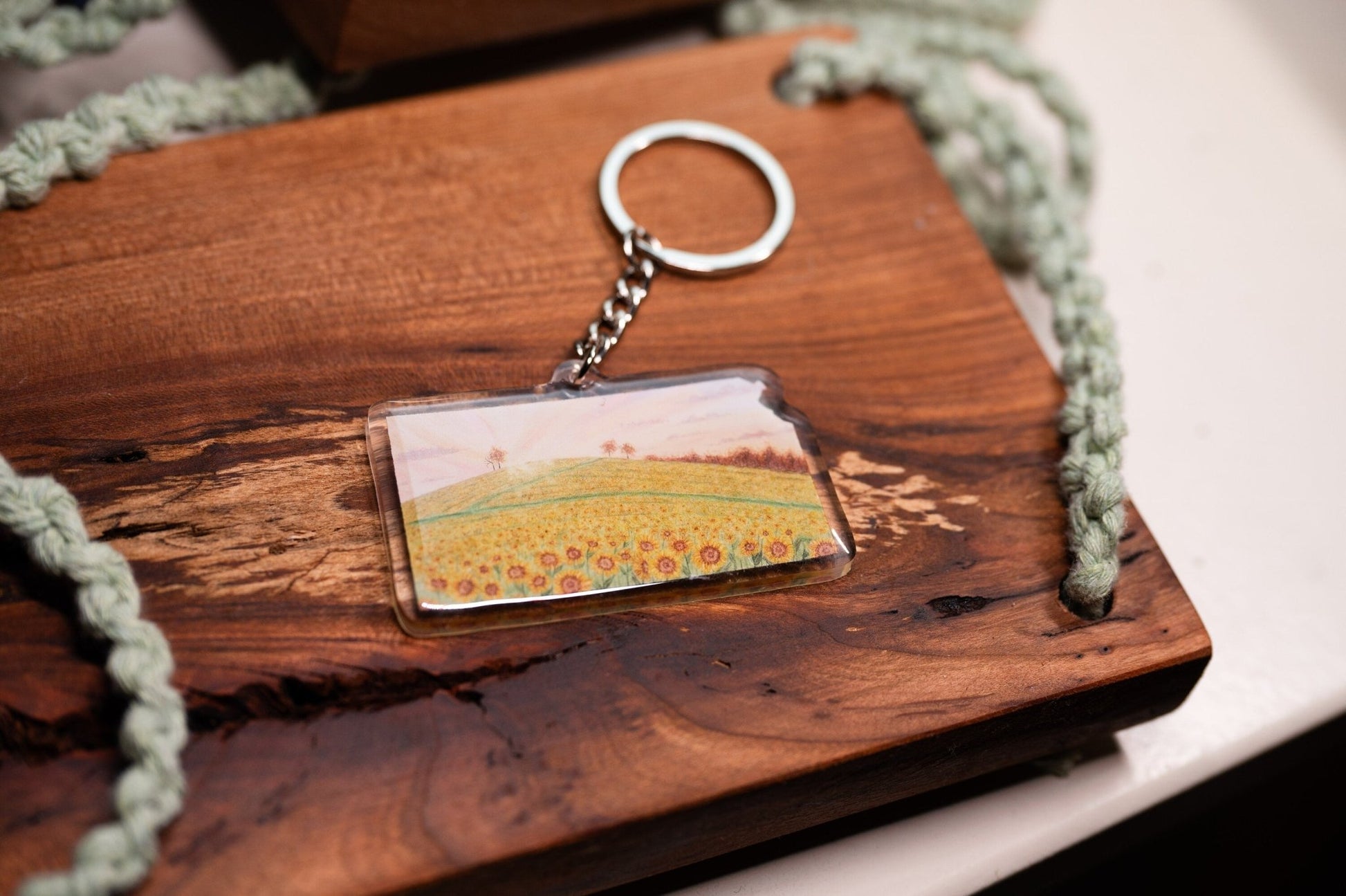 Kansas Keychain, Sunflower Keychain, Kansas Artwork, State keychain, State Souvenirs, Home State Keychains Emilie Taylor Art