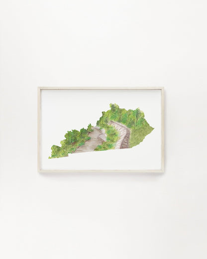 Kentucky Watercolor Print, Mammoth Cave National Park Kentucky painting, Kentucky State art Emilie Taylor Art