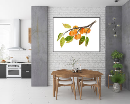 Fuyu Persimmon Print | Watercolor fruit tree Painting